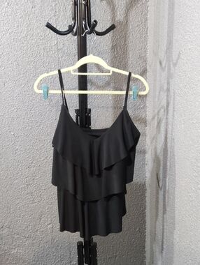 Black Ruffled Tiered Camisole Top - Women's